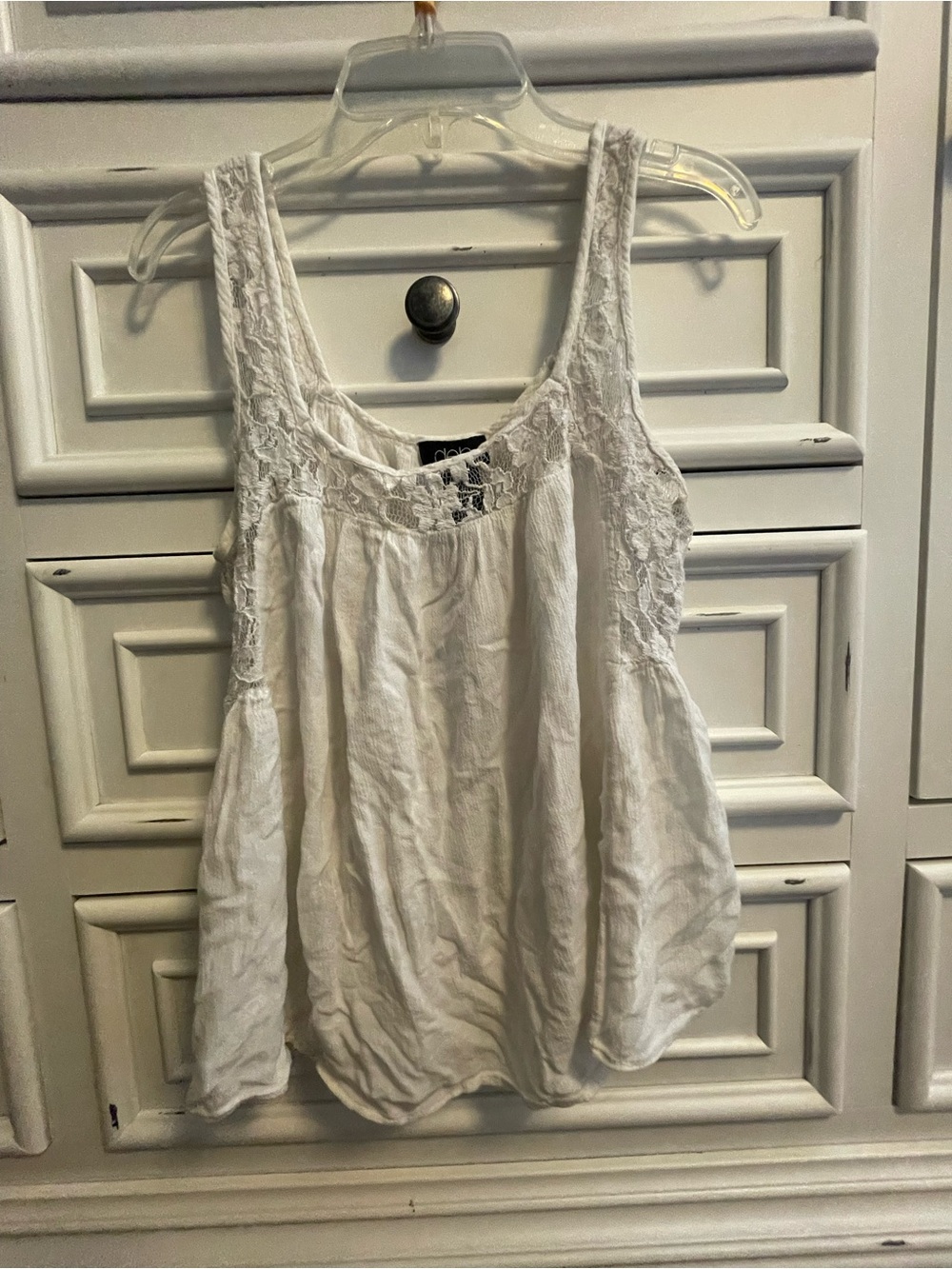 Deb White Lace-Detail Sleeveless Tank Top